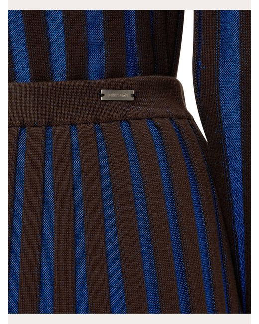 Ferragamo Blue Two Tone Knitted Skirt
