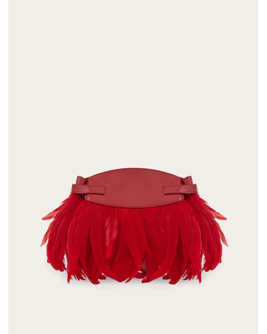 Ferragamo Red Damen Hug Soft Umhängetasche Mit Federn (Xs)