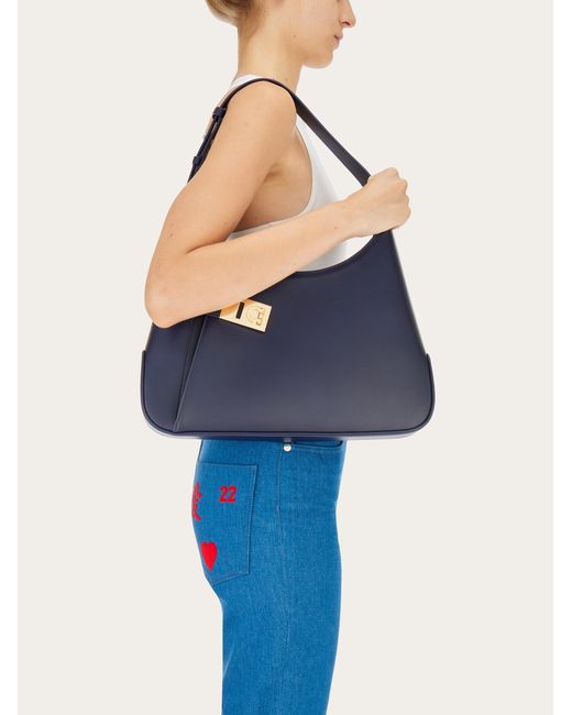 Ferragamo Blue Hobo Shoulder Bag (l)