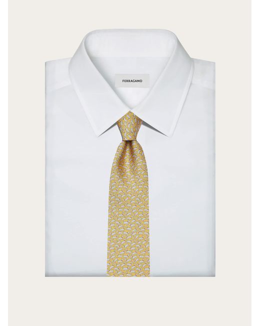 Ferragamo Yellow Tobia Print Silk Tie for men