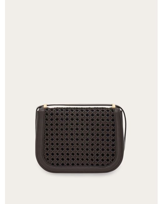 Ferragamo Black Double Gancini North-South Crossbody Bag (Xs)