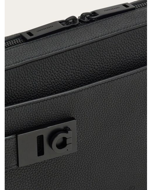 Ferragamo Black Shoulder Bag With Gancini Buckles for men