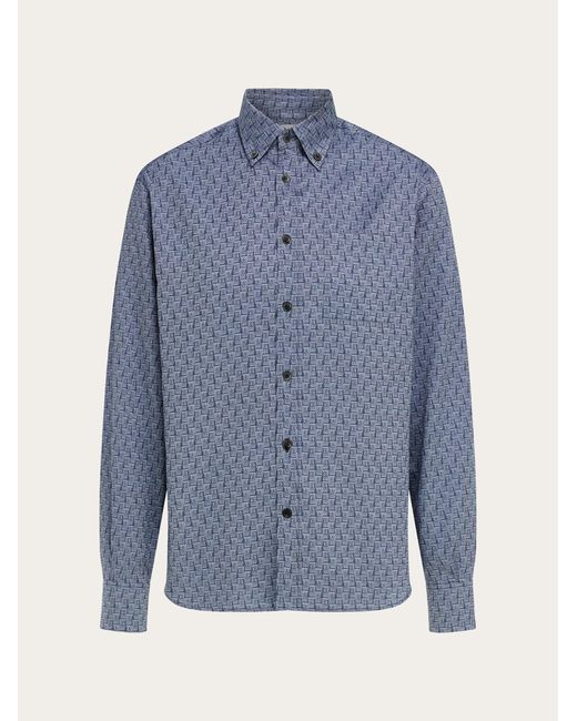 Ferragamo Blue Monogram Shirt for men