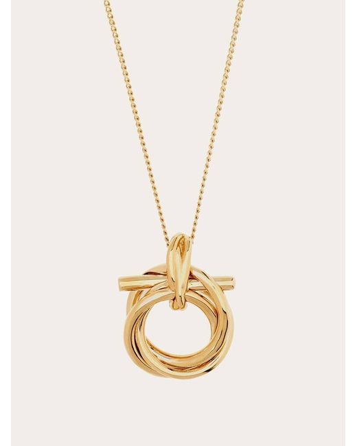 Ferragamo White Gancini Pendant Necklace