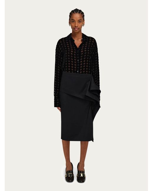 Mujer Falda Asimétrica Con Faldón Negro Ferragamo de color Black