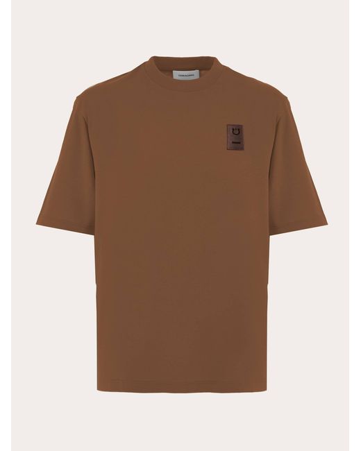 T-shirt in cotone organico di Ferragamo in Brown