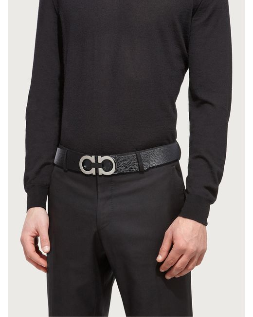 Ferragamo White Reversible And Adjustable Gancini Belt for men