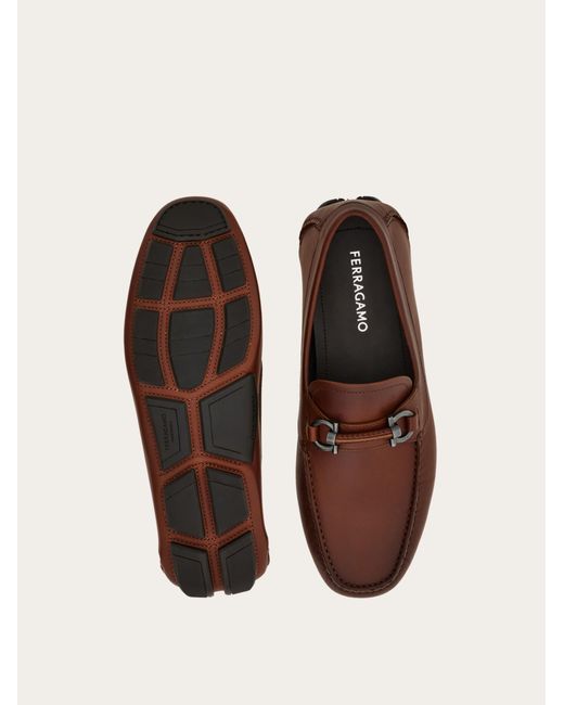 Ferragamo Brown Gancini Ornament Driver .5 for men