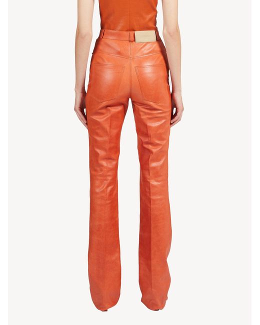 Pantalone 5 tasche in nappa di Ferragamo in Orange