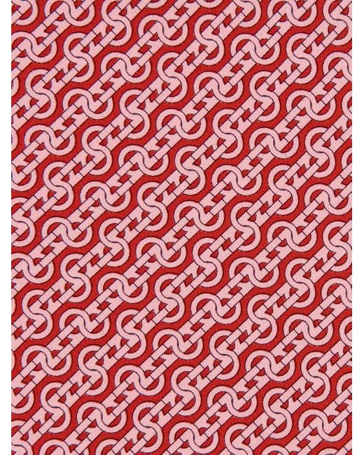 Ferragamo Pink Woven Print Silk Tie for men