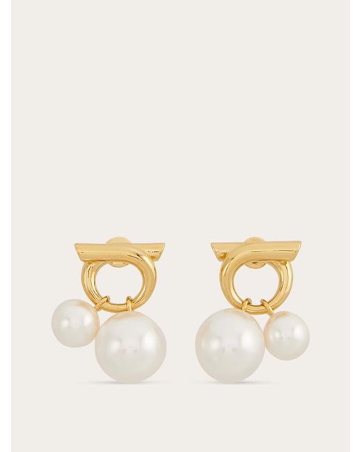 Ferragamo Natural Double Pearl Earrings