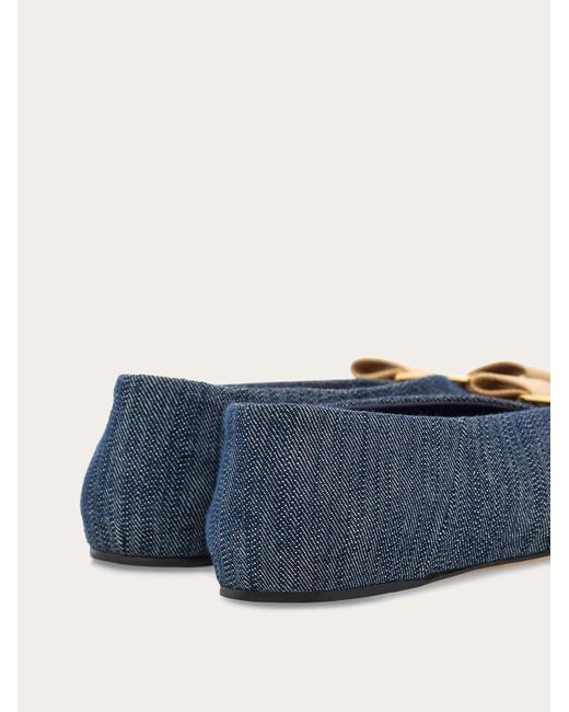 Ferragamo Blue Vara Bow Ballet Flat .5