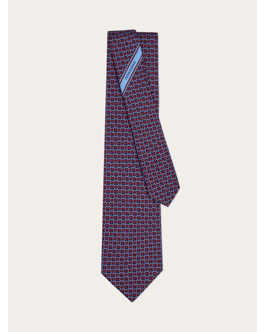 Ferragamo Blue Gancini Links Print Silk Tie for men
