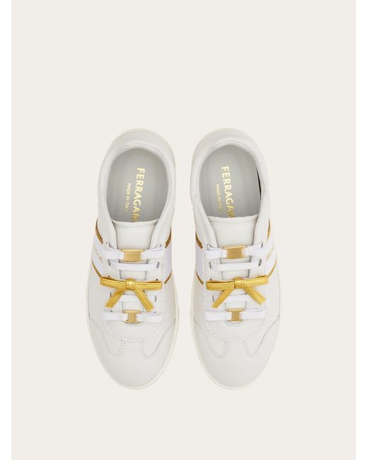 Ferragamo White Sneakers With Mini Bow Detail