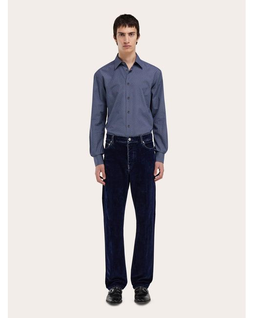 Ferragamo Blue Monogram Shirt for men