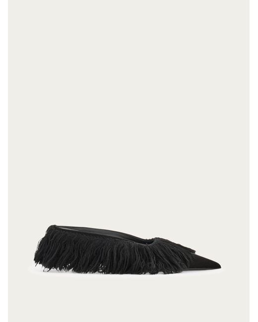 Femmes Mule Eva Avec Franges Noir Taille .5 Ferragamo en coloris White