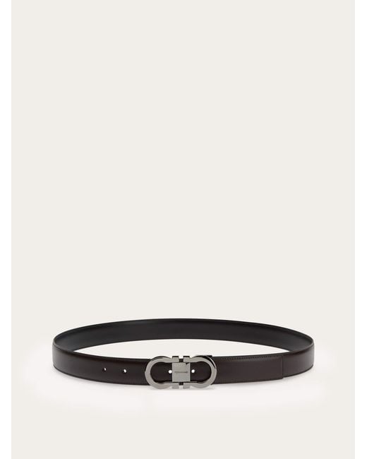 Ferragamo White Reversible And Adjustable Gancini Belt for men