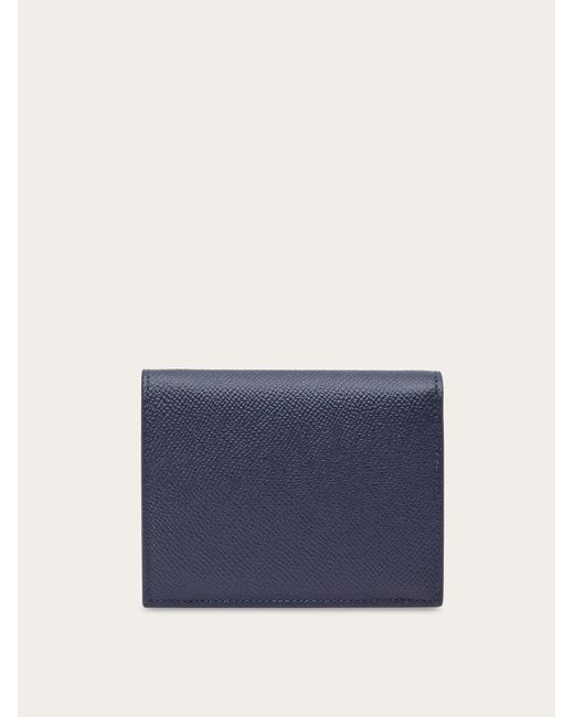 Ferragamo Blue Gancini Compact Wallet