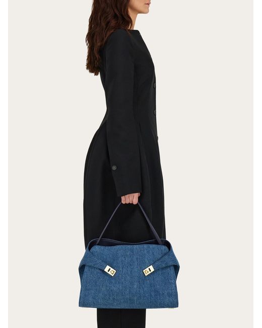 Ferragamo Blue Hug Soft Shoulder Bag (L)