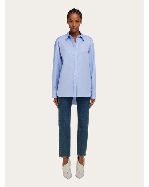 Donna Camicia Monogram di Ferragamo in Blue