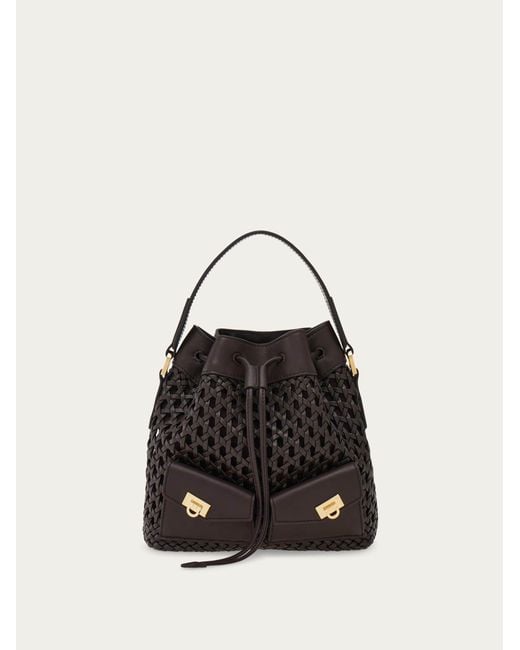 Ferragamo Black Multipocket Bucket Bag