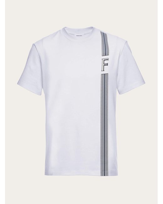 Ferragamo White Short Sleeved T-shirt With College Stripes for men
