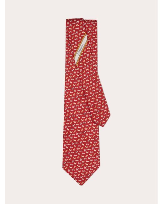 Ferragamo Red Dogs Print Silk Tie for men
