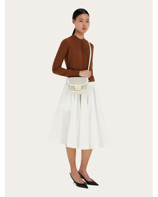 Ferragamo Natural Double Gancini North-South Crossbody Bag