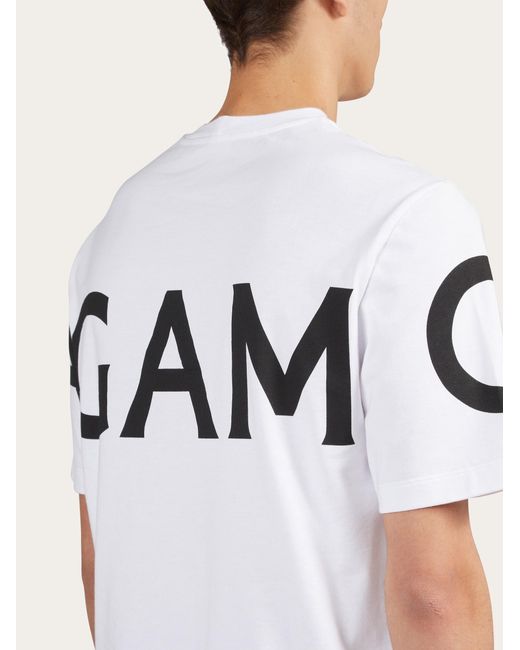 Ferragamo White Short Sleeved T-shirt With Graphic Logo for men