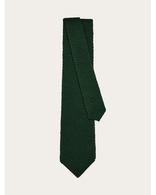 Ferragamo Green Silk And Cashmere Tie for men