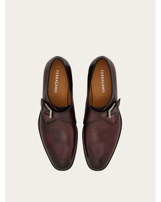 Ferragamo Red Single Monk Shoe .5 for men
