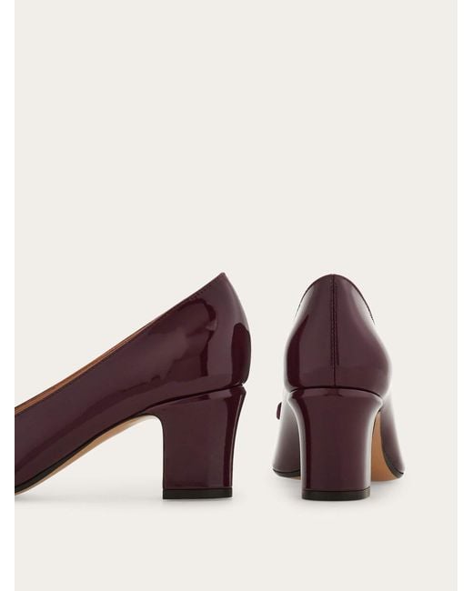 Ferragamo Purple Vara Bow Block Heel Pump