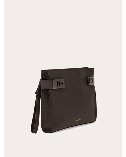 Ferragamo Black Pouch With Hug Buckle for men