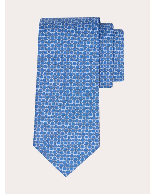 Ferragamo Blue Link Print Silk Tie for men