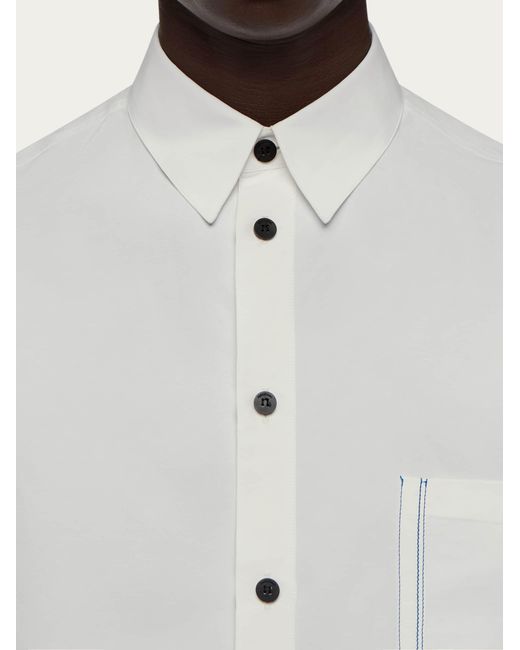 Ferragamo White Short Sleeved Bowling Shirt for men