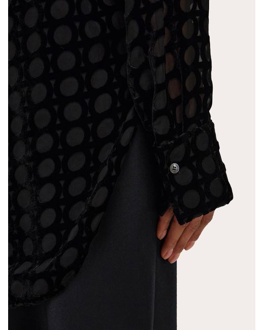 Ferragamo Black Damen Bluse Aus Dévoré-Samt