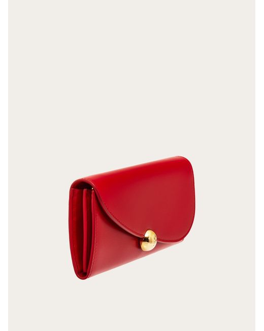 Ferragamo Red Asymmetrical Flap Wallet