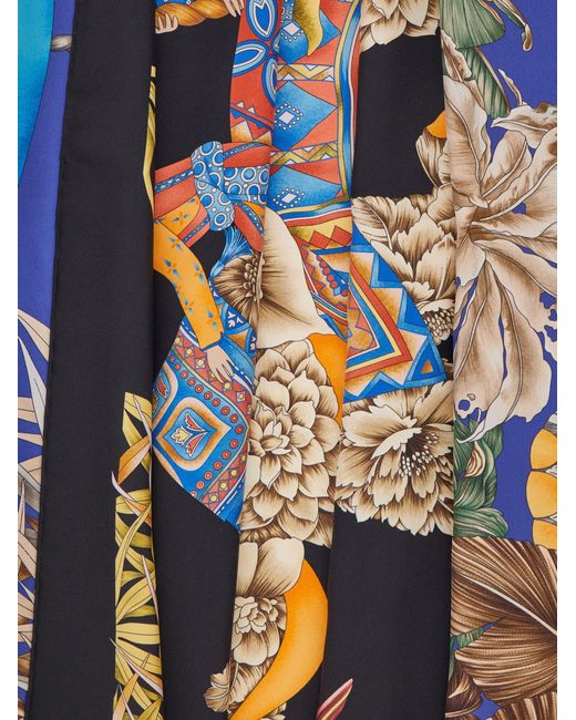 Ferragamo Black India Print Silk Double Face Scarf