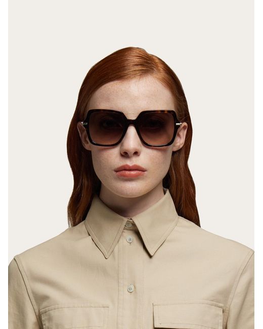 Ferragamo Pink Square Frame Sunglasses