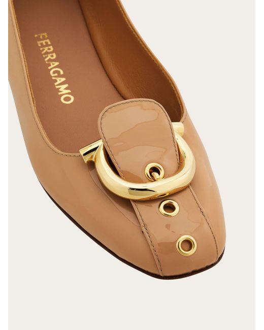 Ferragamo Natural Gancini Ballet Flat .5