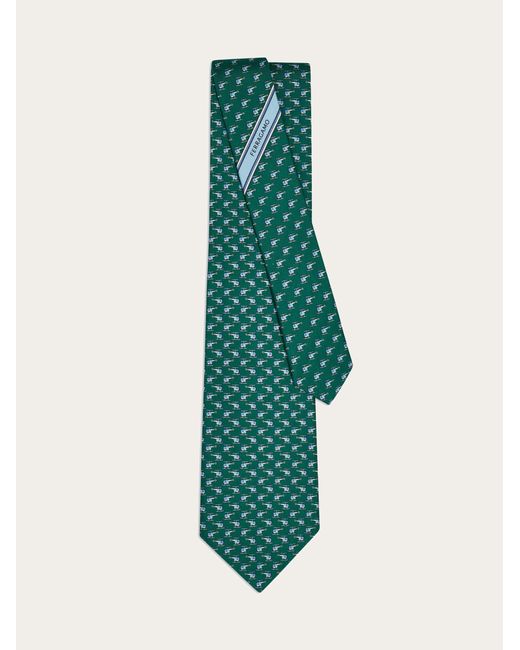 Ferragamo Green Helicopter Print Silk Tie for men