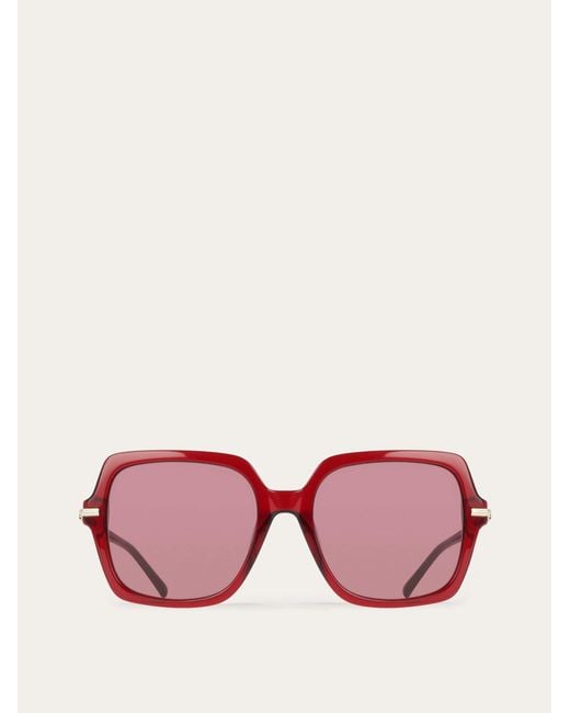Ferragamo Pink Square Frame Sunglasses