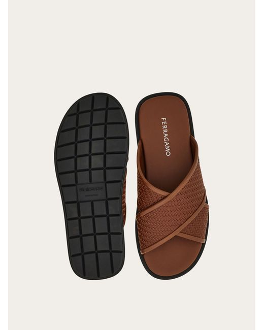 Ferragamo Brown Gancini Ornament Sandal for men