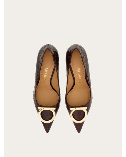 Ferragamo Brown Maxi Gancini Pump