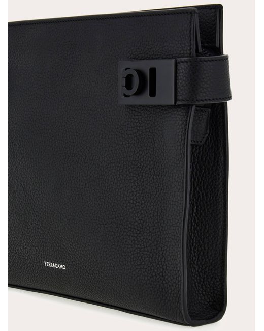 Ferragamo Black Pouch With Hug Buckle for men