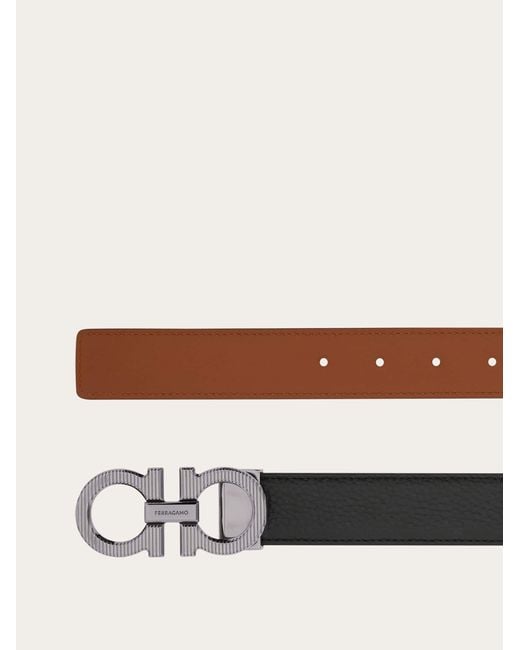 Ferragamo White Reversible And Adjustable Gancini Belt for men