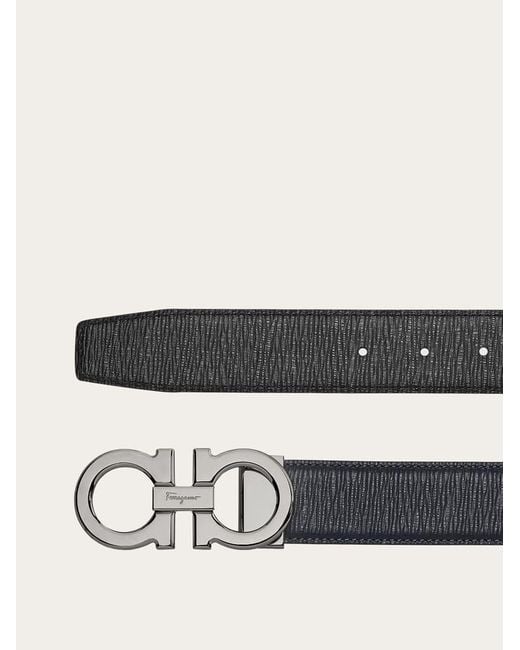 Ferragamo White Reversible And Adjustable Gancini Belt for men