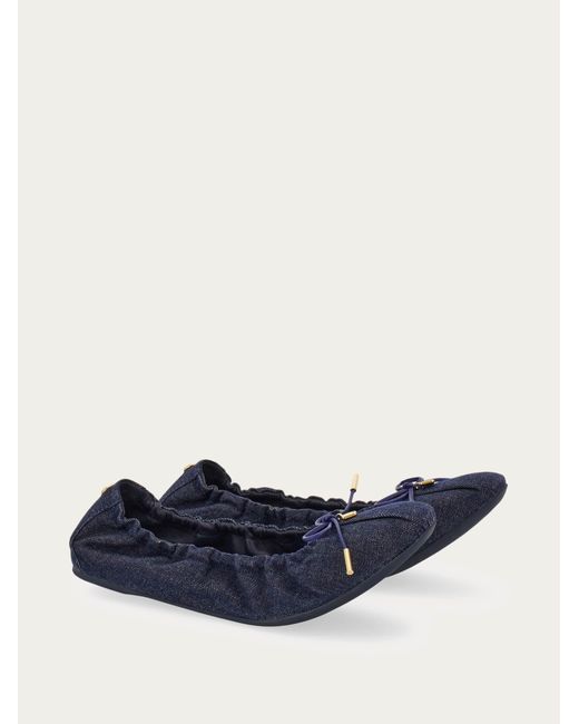 Ferragamo Blue Elasticated Ballet Flat