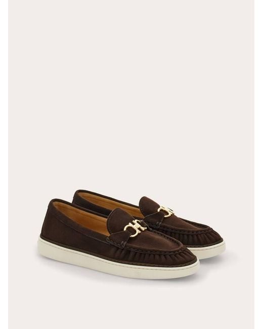 Ferragamo White Gancini Ornament Loafer