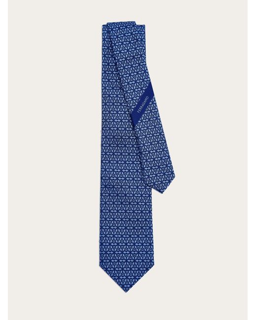 Ferragamo Blue Silk Jacquard Tie for men